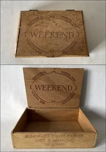 Vintage Empty Balmoral White Ash Wood WEEKEND Cigars Box Holland Unusual Shape - Picture 1 of 13