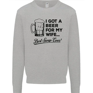 A Beer for My Wife Best Swap Ever Funny Mens Sweatshirt Jumper - Picture 1 of 27