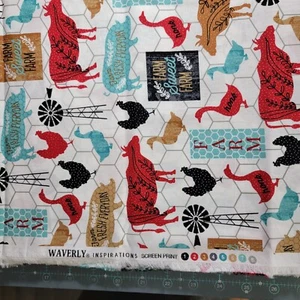 2  yds Waverly Inspirations Screen Print Farm Sweet Farm, Farm Fresh Everyday - Picture 1 of 2