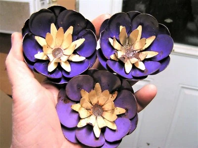 THREE Large metal Purple cactus flowers for accents and embellishments - Image 1 of 3