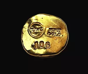 10g Hand Poured Fine Gold Bar - .999 - 24K Bullion - Tasmanian Bullion Company - Picture 1 of 2