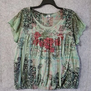 Ransom Shirt Top Women 3X ? No Tags Green Pullover Short Sleeve Blouse #365 - Picture 1 of 8