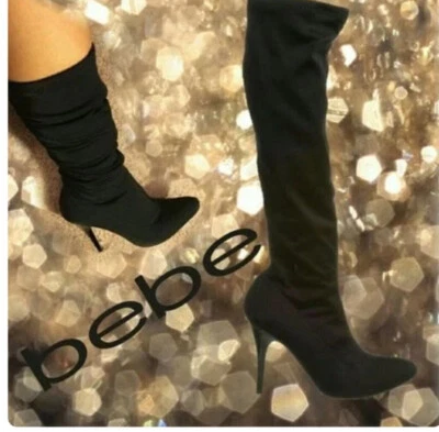 Bebe  Pauline Stretchy Knee Boots Black Size 7 Perfect For Winter - image 1 of 4