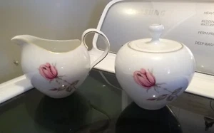 Johann Haviland Summer Rose fine China dinnerware creamer sugar bowl floral gold - Picture 1 of 6