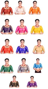 Fertige Chanderi Seidensari Bluse, genähte Sari Bluse, Ready To Wear Croptop - Bild 1 von 27