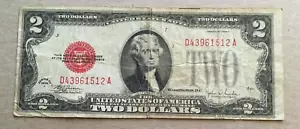 1928 F $2.00 DOLLAR RED SEAL NOTE very nice circulated DA Block Fr. 1507 - Picture 1 of 2