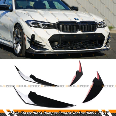 For 2023-2025 BMW M340i 330i M Sport G20 LCI 4pc Front Bumper Canard Fins Set - Image 1 of 4
