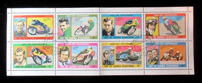 Equatorial Guinea Stamps 1976 Motorcycling Sheet of 8 - Image 1 of 3