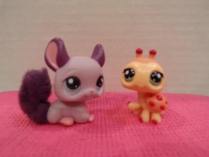Littlest Pet Shop ~ #2415 ~ Chinchilla ~ lila flauschiger Schwanz ~ #2416 ~ Marienkäfer ~ orange pink - Bild 1 von 3