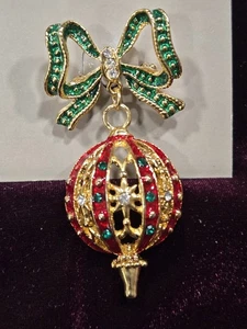 Weihnachtsschmuck Anstecknadel Brosche Strass Emaille Schleife 3" - Bild 1 von 7
