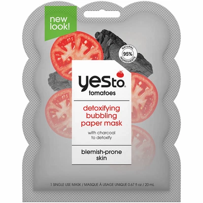 Yes To Tomatoes Anti Pollution Detoxifying Charcoal Bubbling Paper Mask 20ml - Image 1 of 2