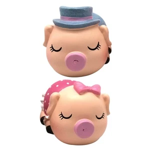 2 Pcs Kissing Pig Ornaments Statues for Home Decor Resin Figurines - Foto 1 di 12