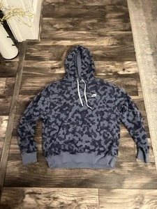 Mens Size Medium Nike Center Swoosh Blue Hoodie Embroidered Logo Y2K 582 - Picture 1 of 4