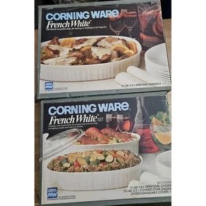 Vintage Corning Ware Französisch Weiß Kasserolle 4-teiliges Set 1,5 + (2) 2,5 Quart bedeckt offen - Bild 1 von 16
