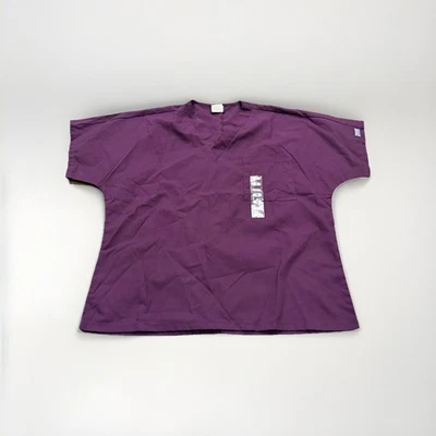 Cherokee Workwear Unisex Purple V-Neck Scrub Originals Short Sleeve Size S NWT - Image 1 of 4