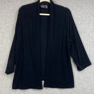 Chico’s traveler blazer size 2 (L) liquid knit neutral black wrinkle free - Picture 1 of 7