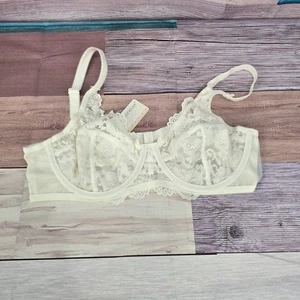 Sujetador de encaje sin forro Vanever 38C 38 C beige de blanco aspecto transparente nuevo con etiquetas  - Imagen 1 de 10