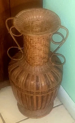 Bamboo Wicker Floor Vase  20" Tall - Image 1 of 3