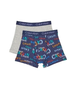 Calvin Klein Boy's 2-Pack Cotton Stretch Boxer Briefs Ck Chalk/Grey - Picture 1 of 1