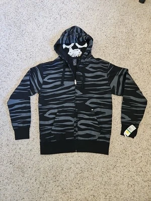 Vtg Y2K New W/ Tags Fox Racing Men's Size Large Zeebrah Zip Hoodie Black Zebra - Image 1 of 4