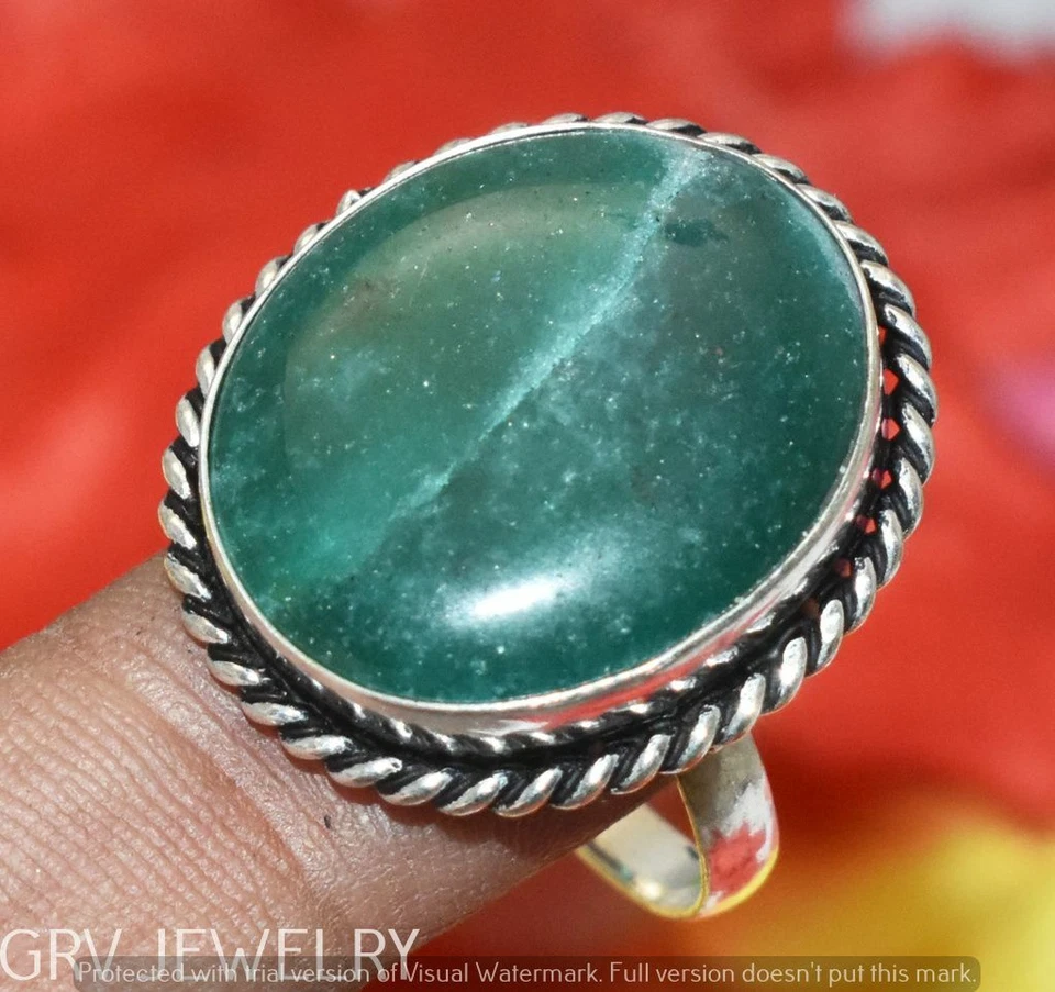 Green Aventurine Gemstone Ring 925 Sterling Silver Overlay Us Size 10" U280-J110 - Image 1 of 1