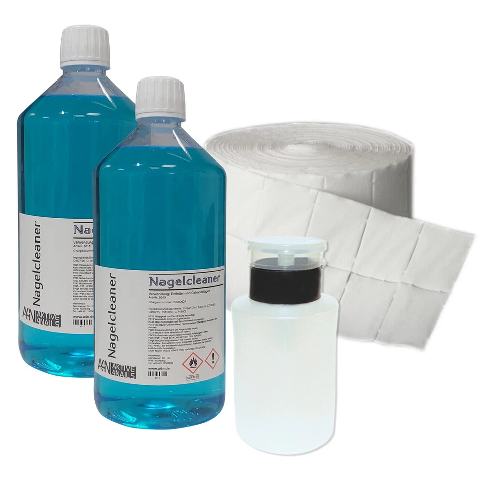 2 x Nail Cleaner 1 Liter + 500 Zelletten + Pumpdispenser 180ml Nagelcleaner Set - Bild 1 von 1