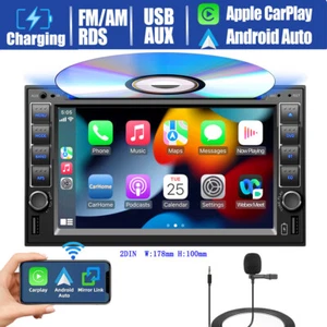6.2inch Car AM FM Radio Stereo CD DVD Player 2DIN Touch Screen Head Unit CarPlay - Picture 1 of 13