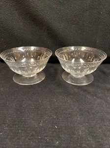 Crystal Dessert Fruit￼ Bowls clear cut Etched Glass Stunning Vintage - Picture 1 of 8