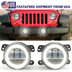 For Jeep Wrangler JK JL JT 30W 4Inch LED Driving Fog Light Bumper Lamp White 2X - Picture 1 of 18