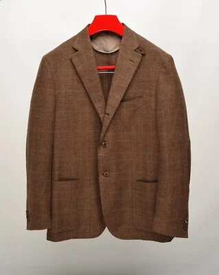 CORNELIANI Brown Glen Check Wool/Cashmere 2/3Btn EU 54R UK,US 44R Blazer Jacket - Image 1 of 4