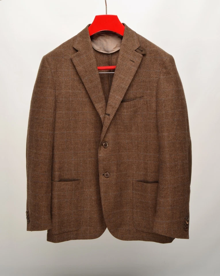 CORNELIANI Brown Glen Check Wool/Cashmere 2/3Btn EU 54R UK,US 44R Blazer Jacket - Image 1 of 4