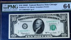 1950E $10 FEDERAL RESERVE *STAR* NOTE CHICAGO PMG64 CHOICE UNCIRCULATED 3919 - Picture 1 of 6