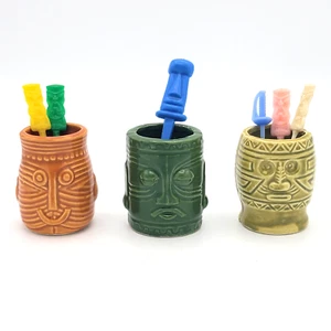 Set of 3 - Vintage Westwood Tiki Party Pick Holder Shot Glass Toothpick Japan - Picture 1 of 6