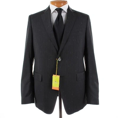 Etro NWT Wool Blend Two Piece Suit Size 50 (40 US) In Black Pinstripe - Image 1 of 4