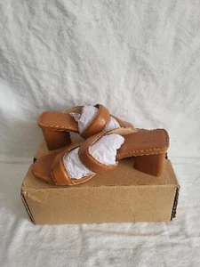 Rilista Womens Heeled Sandals Block Heel Sandals Leather Heeled Sandal Beige NEW - Picture 1 of 13