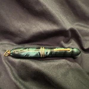 Vintage Chatelain Fountain Pen With Durium #4 nib iridescent Blue & Navy Blue - Picture 1 of 10
