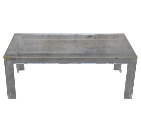 Mid Century Modern Rectangular Lucite Parsons Coffee Cocktail Table MCM 48" Cover