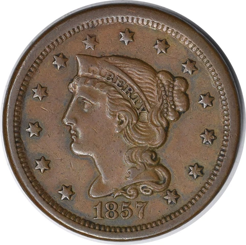 1857 Large Cent Small Date AU Uncertified #317 Cover