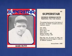 #61 BABE RUTH, New York Yankees ~ 1982 SUPERSTARS/Series 2 trading card - Picture 1 of 1