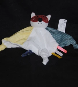 🦊 Doudou plat mouchoir renard blanc vert bleu SC CONSYS Nanjing Velvet NEUF - Picture 1 of 1