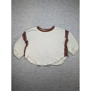 Free People Pullover Cropped Top Struktur Strick Bohemian SMALL Oversized Raw Hem - Bild 1 von 9