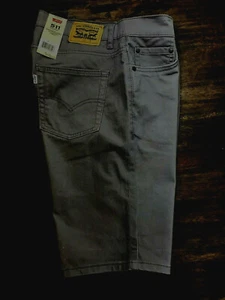 Levis 511 Slim Shorts Boys 16 Gray Super Soft Stretch 5 Pocket Jean Cut NEW $42 - Picture 1 of 7