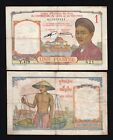 French Indo China 1 Piastre P-92 1953 Buffalo Fruit World Currency Vietnam Note