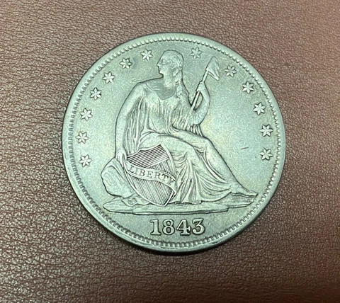 1843 U.S Silver Half Dollar**** XF+ Cover