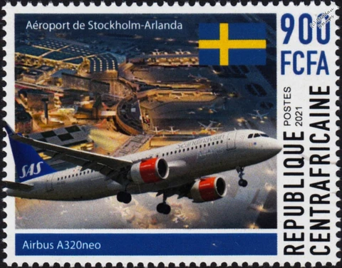 Scandinavian Airlines (SAS) AIRBUS A320neo Aircraft/STOCKHOLM Airport Stamp 2021 Cover