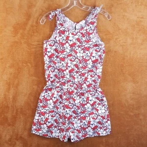 VINEYARD VINES Romper Girls XL Red Floral Tank Shorts Tie Shoulder Target - Picture 1 of 6