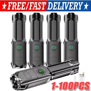 Rechargeable 990000LM LED Flashlight Tactical Police Super Bright Torch Zoomable - Picture 1 of 13