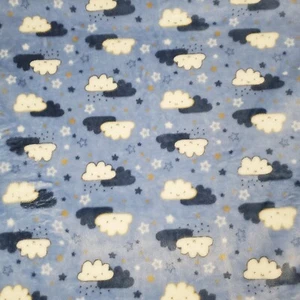 Little Joy Baby Blue Happy Cloud Stars Blanket 29x39 Inch EUC - Picture 1 of 4