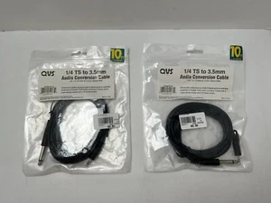 2x QVS CC399TS-10 10ft 1/4 TS Male to 3.5mm Stereo Male Audio Conversion Cable - Picture 1 of 4