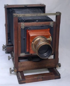 Antique 4"x5" Folding Bellows Wooden Film Camera Kleine Optical PARIS SEII Lens  - Picture 1 of 12
